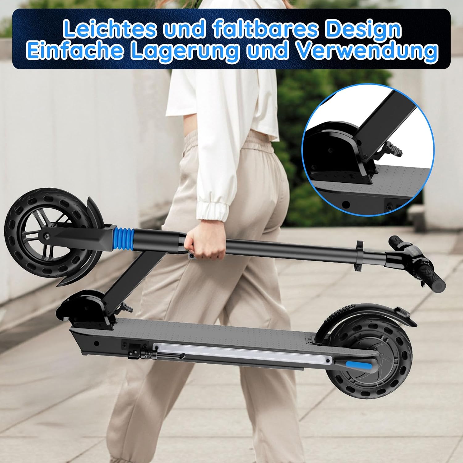 Electric Scooter Children, Foldable and Height-Adjustable Electric Scooter for Children 8-16 Years, LED Display, Max Range 20 km/h, Max 20 km/h, Electric Scooter Gift for Children and Teenagers, No ABE – Bild 6