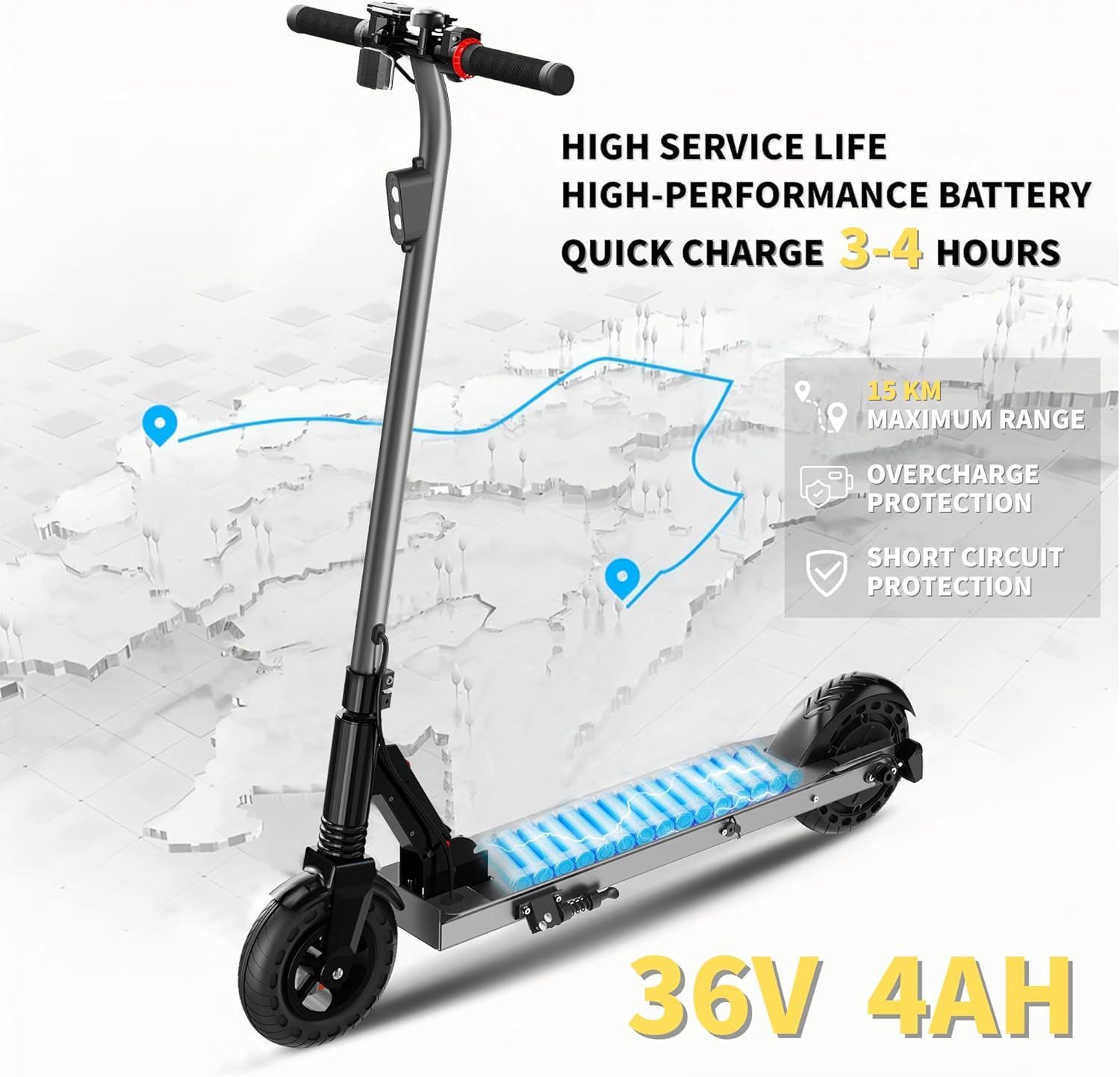 QnQ E Scooter, 2026 8 Inch Foldable Scooter, 500 W/20 km/h Motor, 15 km Range, Puncture-proof Honeycomb Tyres, Children and Teenagers – Bild 2