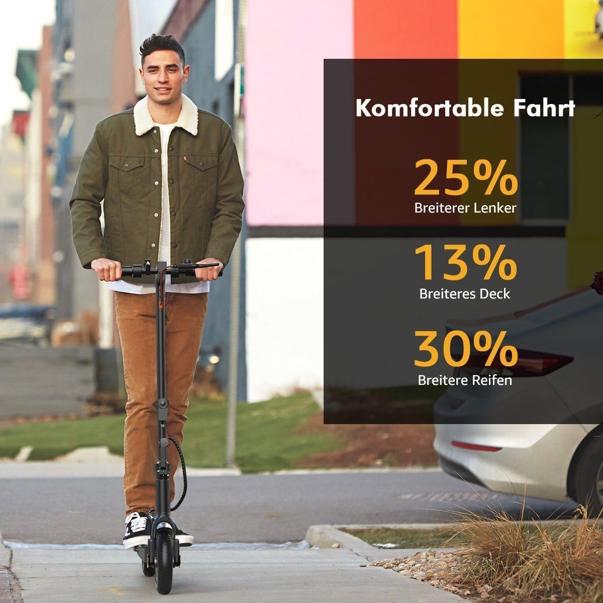 iScooter E Scooter with Road Legal, ABE Electric Scooter Load up to 120 kg, 30 km Range, LED, 20 km/h, 350 W Motor, 8.5 Inch Honeycomb Tyres, Dual Brake System E Scooter for Adults – Bild 9