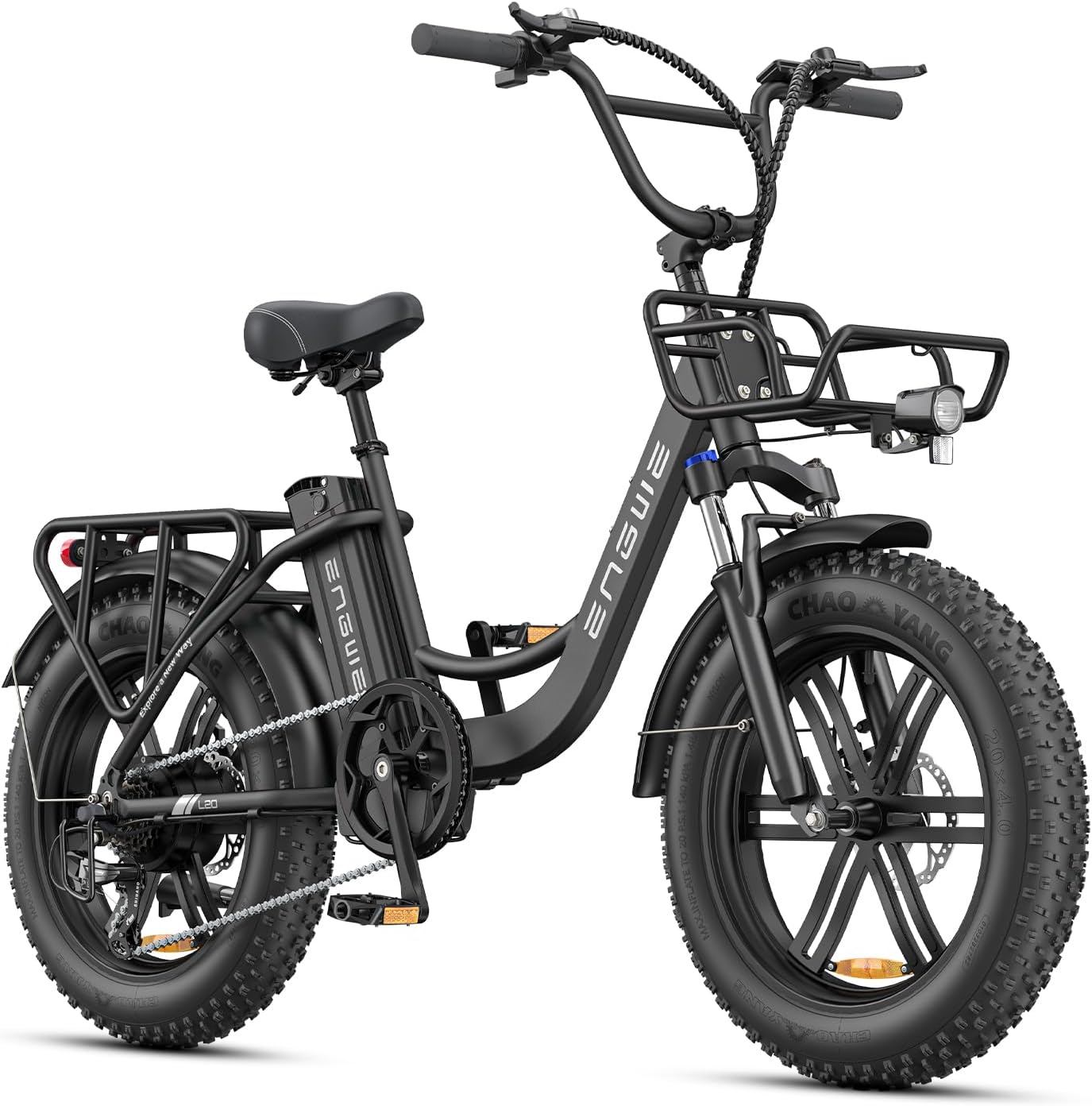ENGWE L20 Boost Electric Bicycle for Adults, Removable Battery with 48 V 13 Ah, Range up to 126 Km, 20 x 4.0 Fat Tyres, 7 Gears Ebike