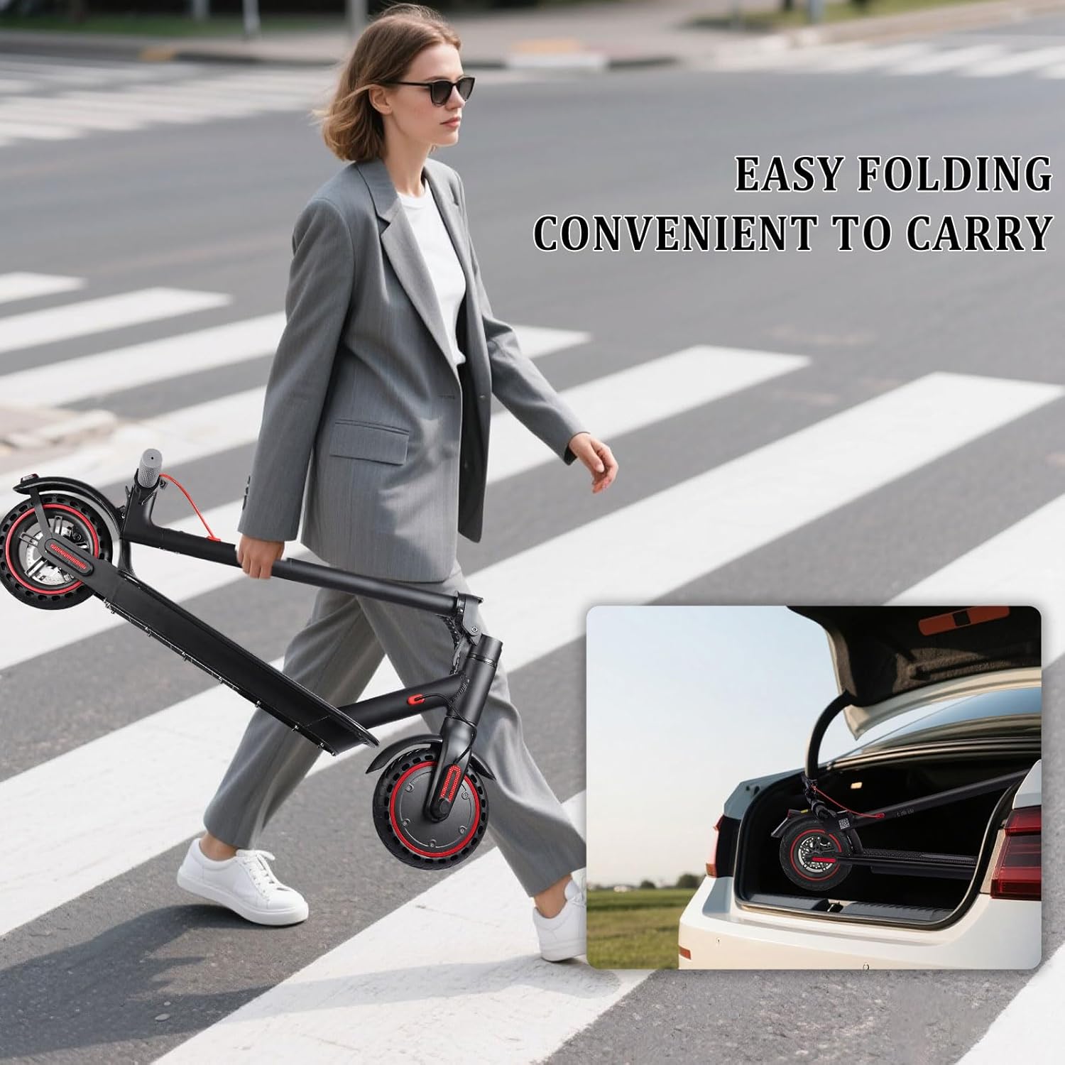 E Scooter 8.5 Zoll Escooter mit Straßenzulassung Faltbarer Elektroroller mit 25-30 km Reichweite, Doppelbremssystem, LED-Display Elektro Scooter für Pendeln,Elektroroller mit App-Funktion,120kg Load – Bild 7