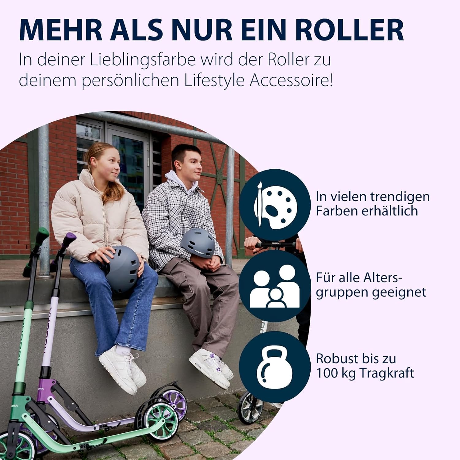 HUDORA BigWheel® 205 Advanced Scooter, Comfortable Aluminium Scooter for up to 100 kg, Height-Adjustable & Foldable Scooter, Kick Scooter for Children/Teenagers & Adults – Bild 6