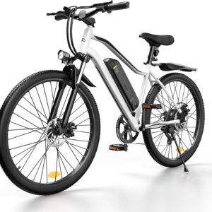 Finbike E Bike 26 Inch Electric Bicycle 36 V 10.4 Ah Replaceable Battery, 100 km Quick Charge EBike with 7 Gears and Double Disc Brake, E Mountain Bike for City, Durft, Everyday Mobility