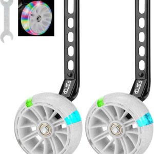 Bike Training Wheels, Pair of Heavy Duty Rear with Stabilizers Mounted Kit for Kids Boy Girls Bikes of Single Speed Bicycle with 12 14 16 18 20 Inch (Heavy Duty White, 12-20 Inches)