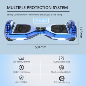 RCB Hoverboards 6.5 Inch Skateboard Children and Teenagers Hoverboards with Bluetooth – LED Light Segway with Powerful Motor Gift for Children