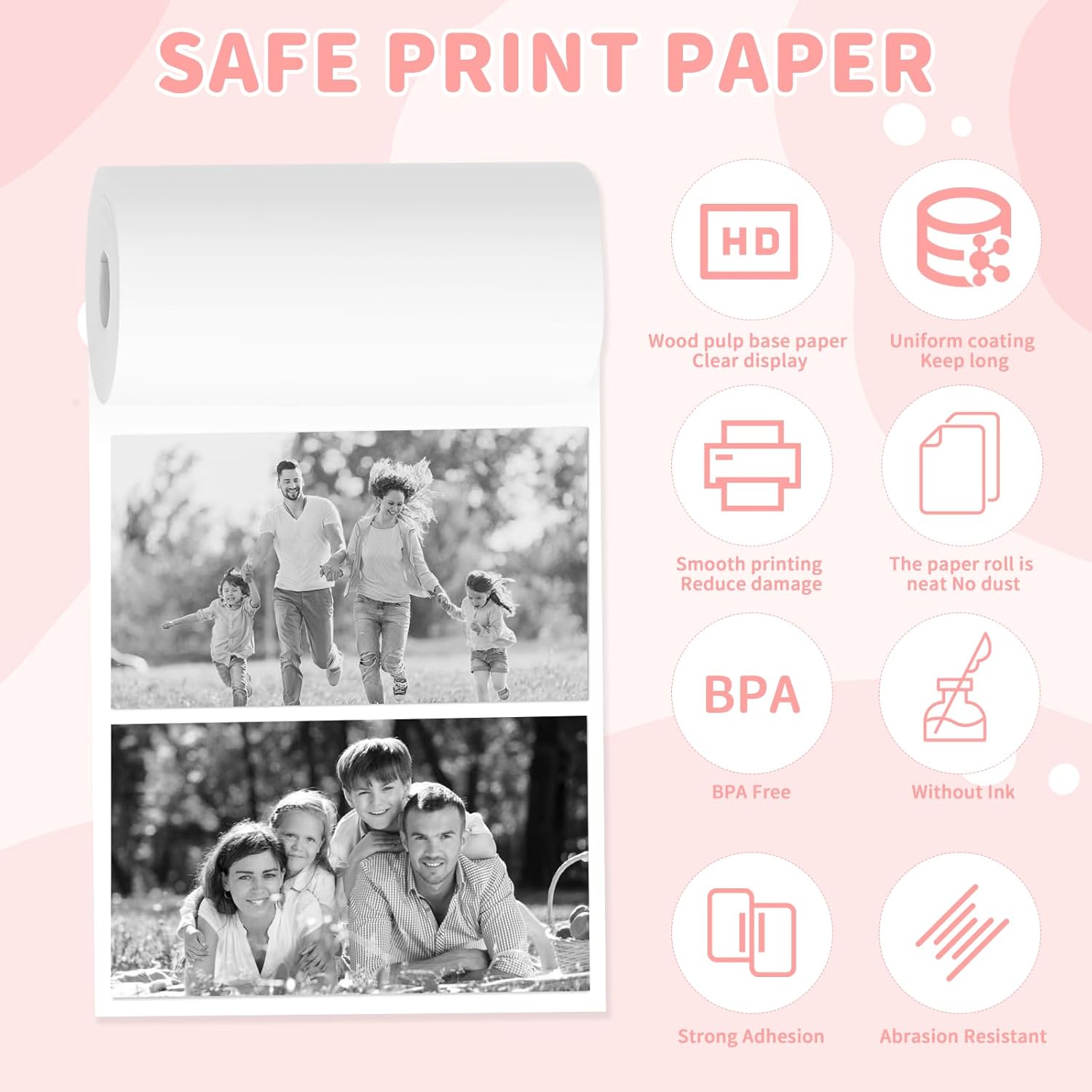 Thermal Paper for Children, Instant Camera 15 Rolls Thermal Paper Children's Camera, Thermal Printer Paper White, Refill Printing Paper, Thermal Papers for Scrapbooking, Photos, Notes, Labels (57 mm x 500 mm) – Bild 6