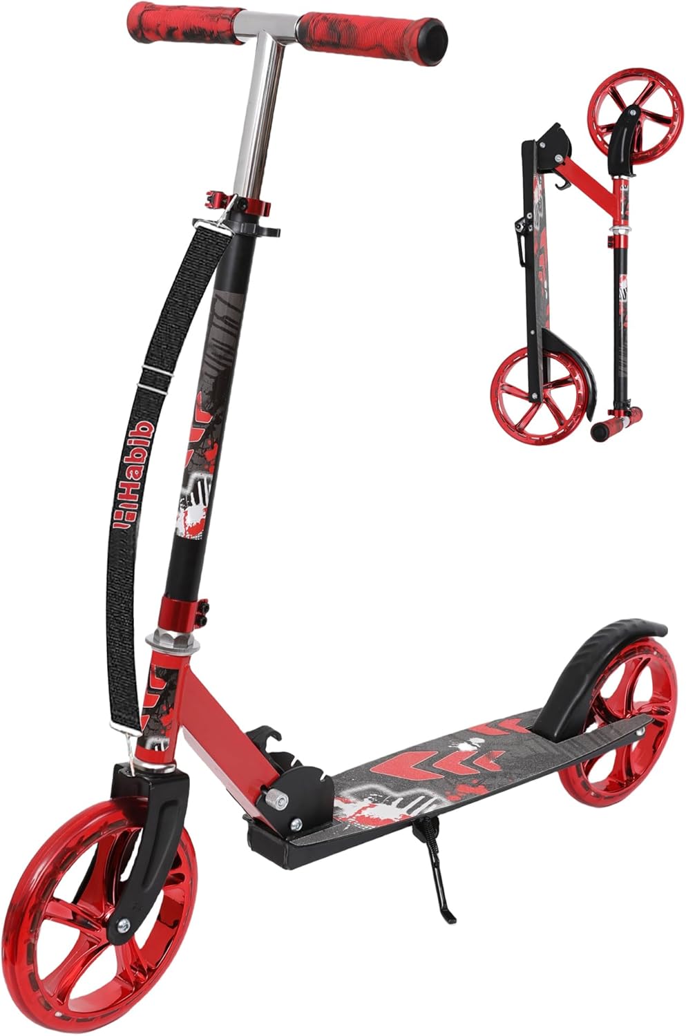 Habib Gruppe Kick Roller Children's Scooter - Foldable, 4 Levels Height Adjustable, XXL Wheels, Maximum Load 100 kg, Kick Scooter City Scooter for Large and Small