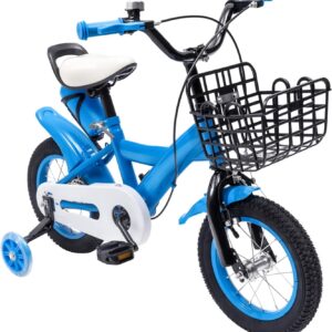 12 Inch Children’s Bike, Unisex Children’s Play Bike, Steering Wheel and Saddle, Height Adjustable, Children’s Bicycle for 3-6 Years, Children’s Training Bikes