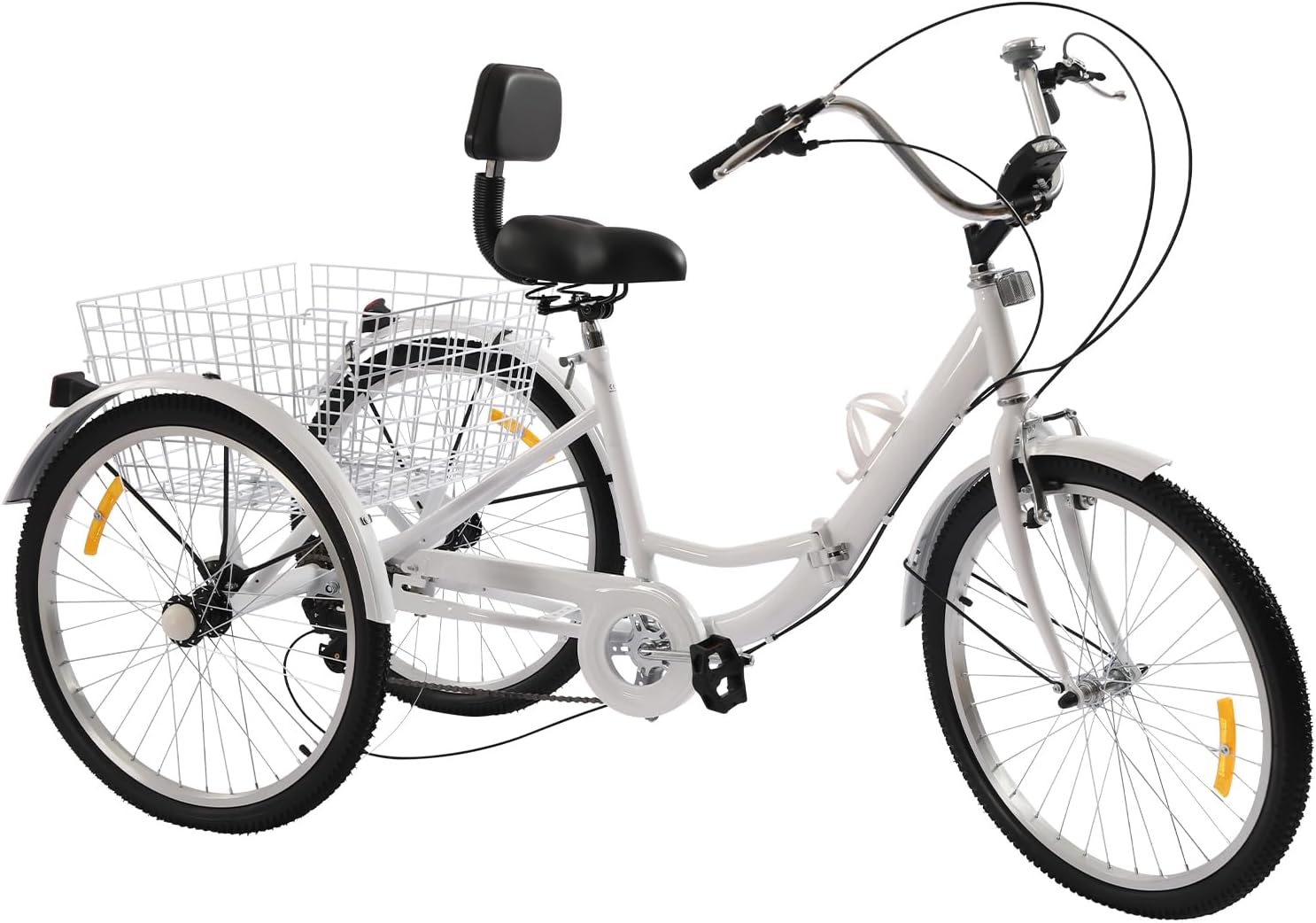 24 Inch Tricycle for Adults, Foldable Carbon Steel 3-Wheel Bicycle, 7-Speed Adult Bicycle with Drink Holder and LED Lights, Adjustable Seat, Suitable for Adults Use – Bild 3