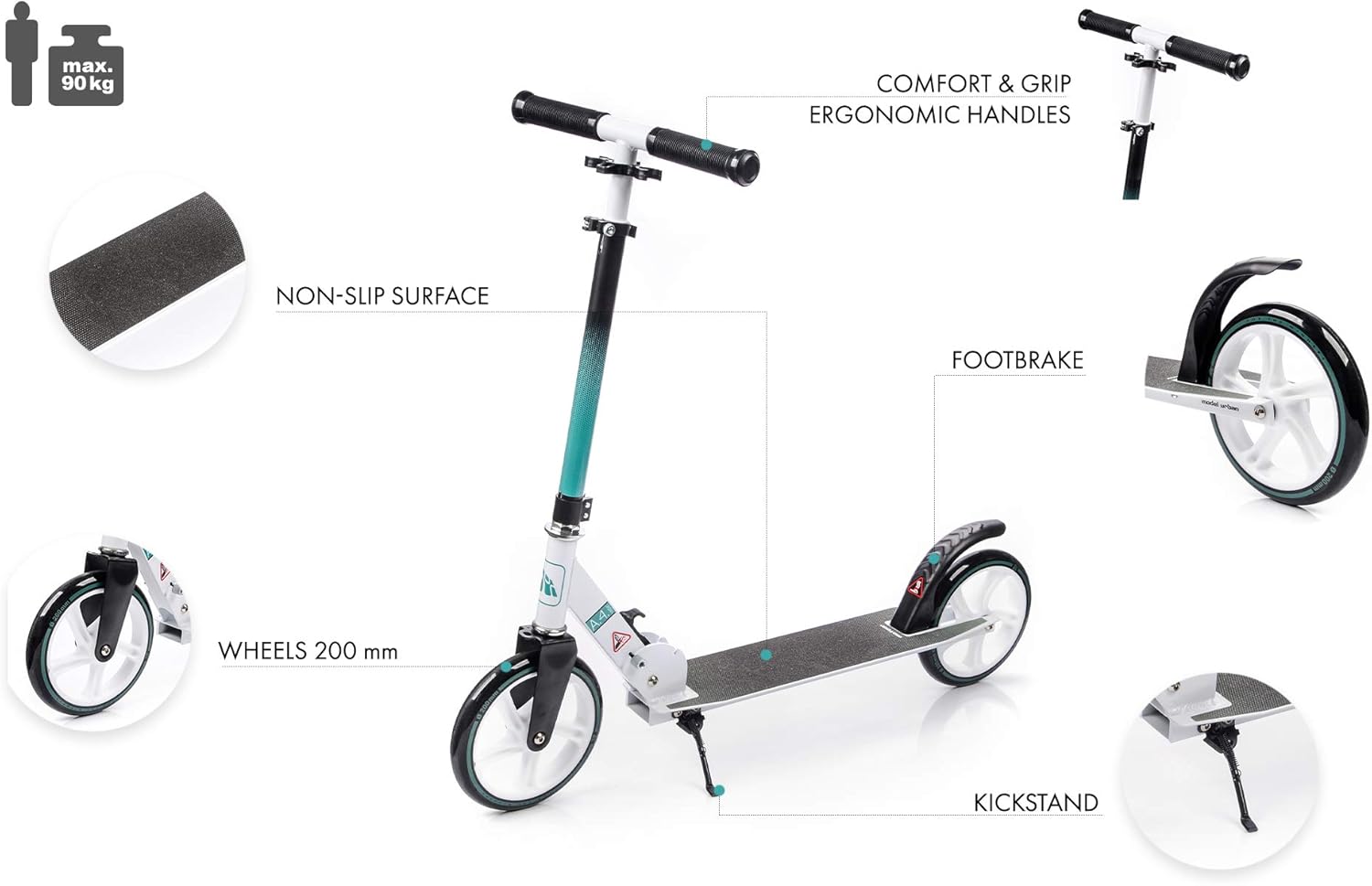 meteor Scooter Pro Kick Scooter Sport City Scooter Trick Scooter Jump Kickboard Street Scooter for Children Boys Adults – Bild 4