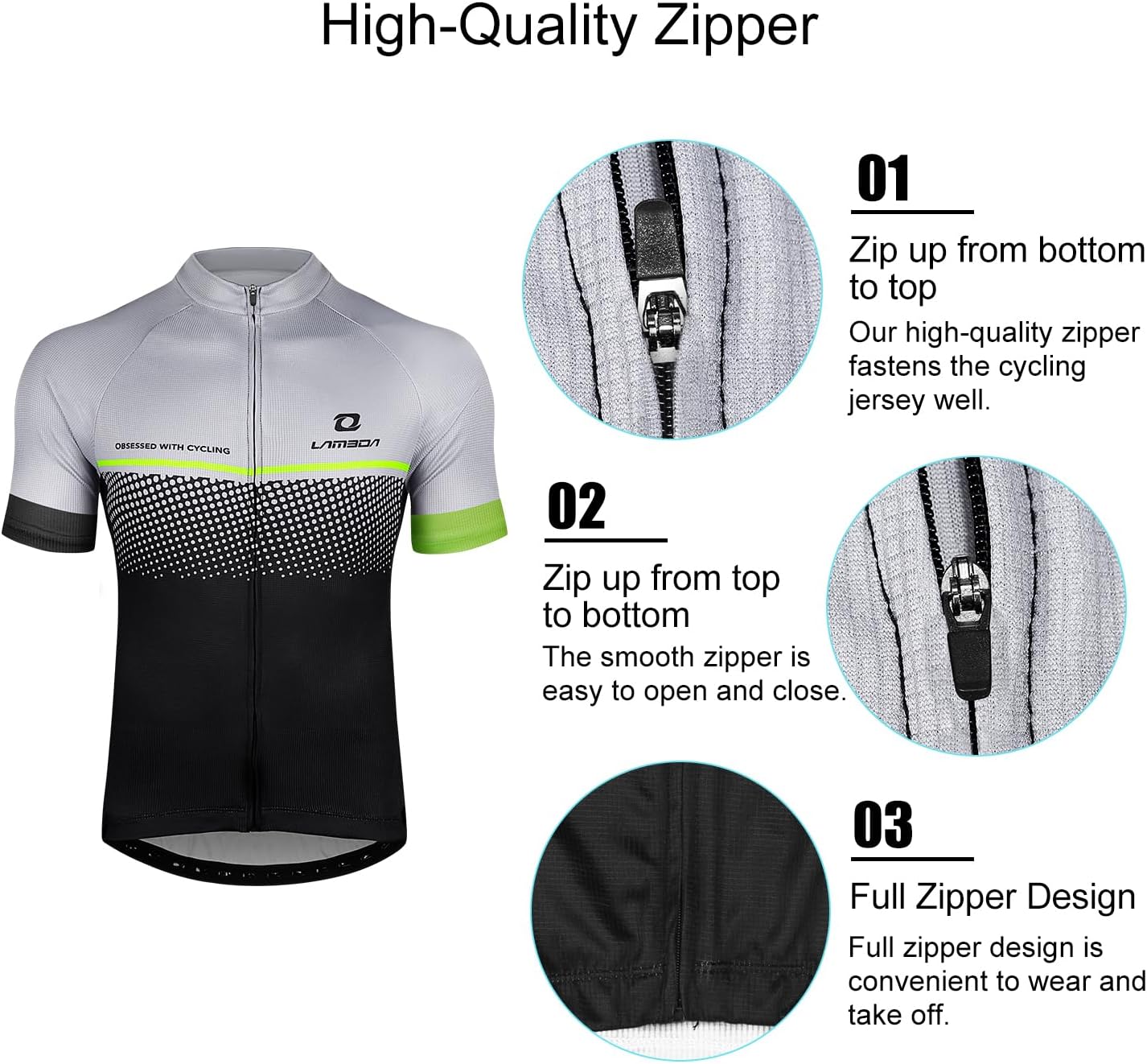 LAMEDA Short Sleeve Cycling Jersey Men's Elastic Breathable T-Shirt Jersey Functional Shirt Quick Drying Fabric Cycling Jersey for Cycling Outdoor Sports – Bild 6