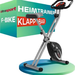 Ultrasport Folding Exercise Bike, Home Trainer, Bicycle, Extra Quiet up to 130 kg with Comfort Saddle, Ergometer, Exercise Bike, Fitness Bike, Indoor Bike, Trimming Bike