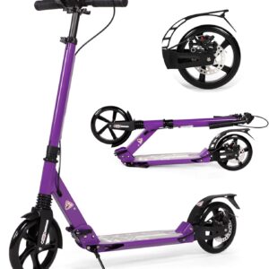 Kick Scooter, Kick Scooter for Children Aged 8-12 Years, 200 mm Wheels, Adult Scooter with Disc Brakes, Adult Scooter with Carry Strap and Double Shock Absorption, Foldable Scooter