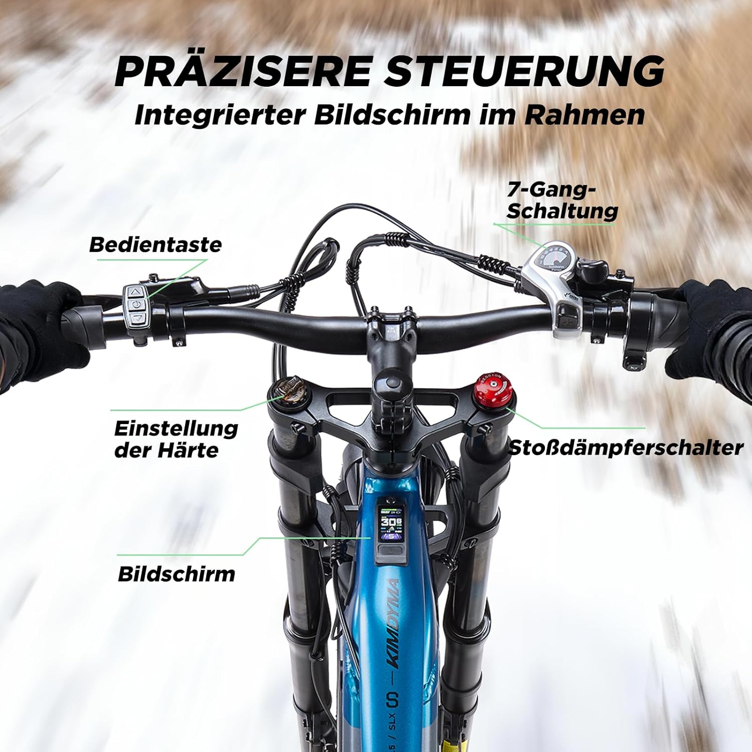 Double Motor 190 N.m E Bike Electric Bikes Men Women Ebike 48 V 20 Ah (960 Wh) Battery up to 100 km, 26 x 4 Inch Electric Bike 7-Speed Gear with LCD Display Full Suspension E Bike, K03 – Bild 6