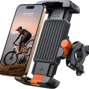 Lamicall Mobile Phone Holder Bicycle Handlebar, Mobile Phone Holder Motorcycle – [1s Quick Release] Universal Mobile Phone Bicycle Mount for Road Bike MTB Scooter, Mobile Phone Holder Bicycle Handlebar for 6-7 Inch Smartphone