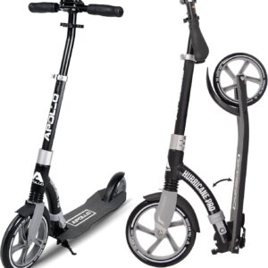 Apollo Scooter – Hurricane City Scooter 230 mm Giant XXL Wheel with Suspension City Scooter Collapsible and Height Adjustable Kick Scooter for Adults and Children.