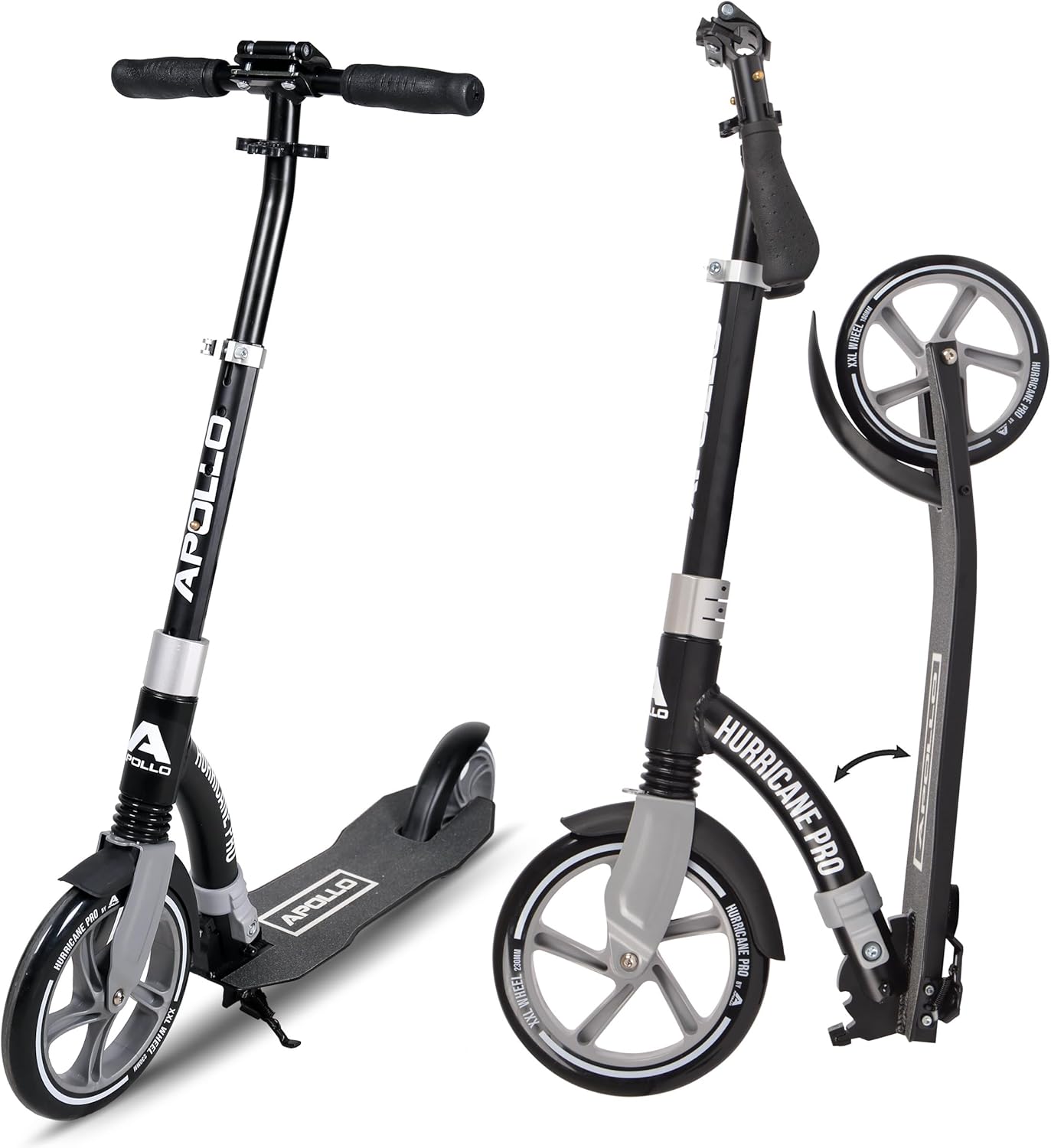 Apollo Scooter - Hurricane City Scooter 230 mm Giant XXL Wheel with Suspension City Scooter Collapsible and Height Adjustable Kick Scooter for Adults and Children.