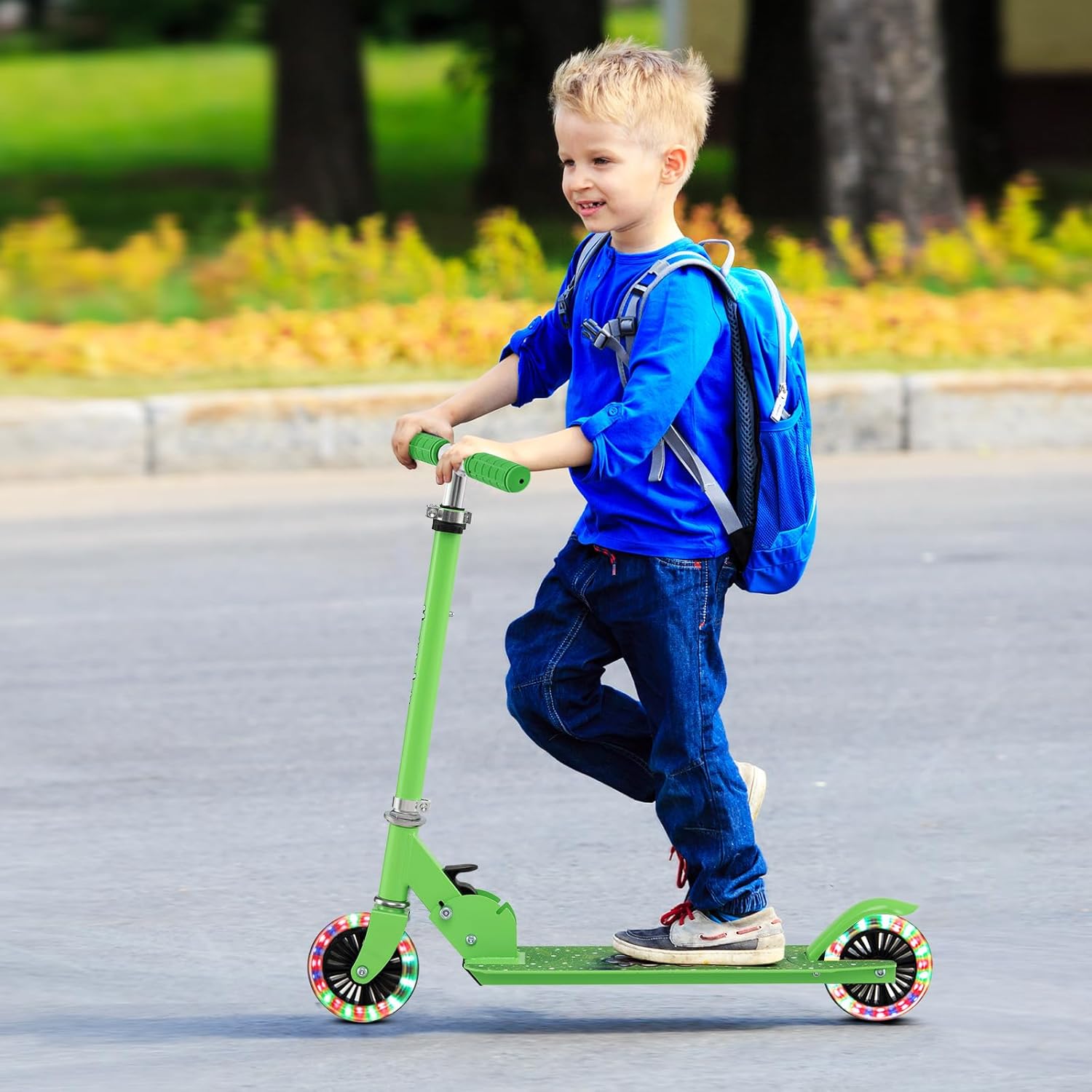 COSTWAY Children's Scooter, Scooter with LED Wheels, Foldable Handlebar, Height Adjustable Children's Scooter, City Scooter, Kick Scooter for Boys and Girls from 3 Years – Bild 8