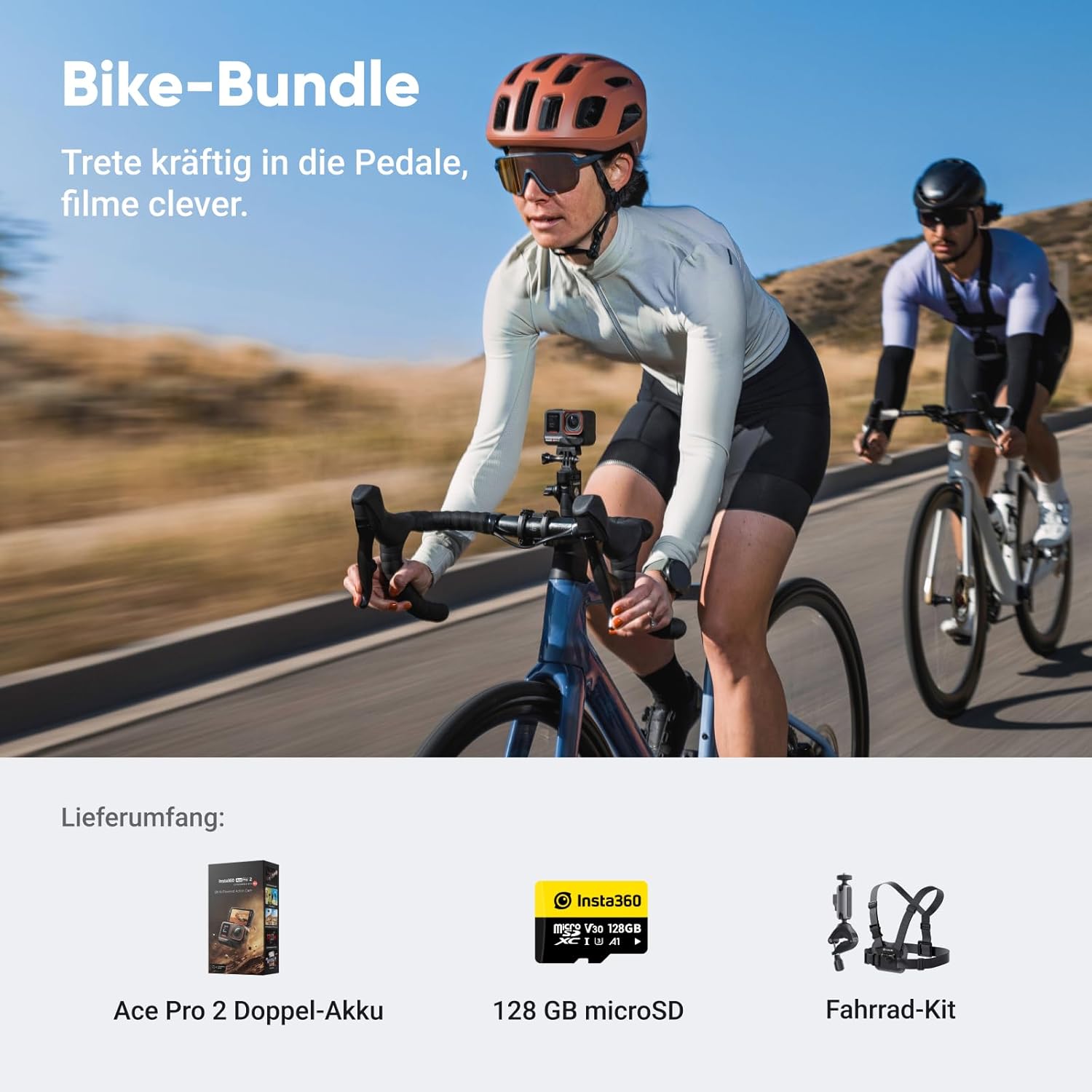 Insta360 Ace Pro 2 Bike Bundle - 8K Waterproof Action Camera with Leica Developed, 1/1.3 Inch Sensor, Dual AI Chip System, Leading Low Light Performance, Best Audio, Flip Screen & AI Editing – Bild 2