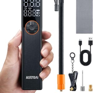 AstroAI Fahrradpumpe Elektrische Luftpumpe, 150PSI Mini Tragbare Akku Fahrradpumpe alle ventile, Hochspannungsmotor Speziell für Fahrrad, Wiederaufladbare für Stadtrad, Rennrad, Mountainbike