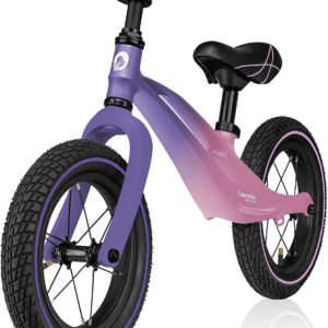 Lionelo Bart Balance Bike, from 2 Years, up to 30 kg, Magnesium Frame, 12 Inch Wheels, Steering Wheel and Saddle, Adjustable in Height, Steering Wheel Lock, Footrest, Carry Handle, Ultralight, Purple,
