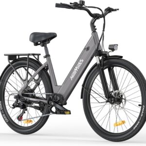 HillMiles MileCity1 26″ E-Bike für Erwachsene, 7 Gang Elektrofahrrad mit Austauschbarem 36V 13Ah Akku, 25 km/h und 80–100km Reichweite E-Bike für Städtische Pendler, IP65 Wasserdicht