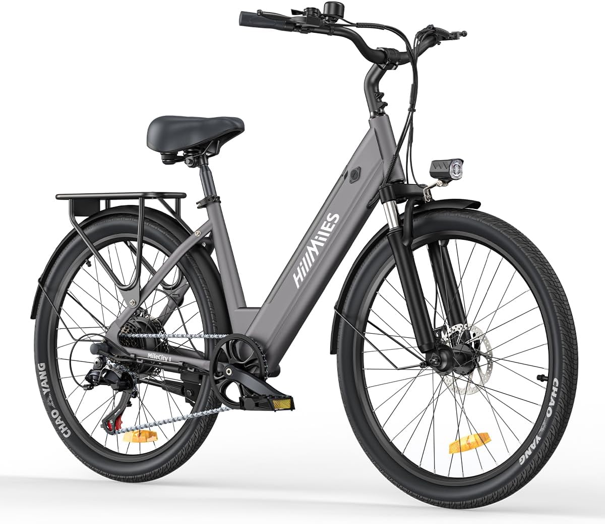 HillMiles MileCity1 26" E-Bike für Erwachsene, 7 Gang Elektrofahrrad mit Austauschbarem 36V 13Ah Akku, 25 km/h und 80–100km Reichweite E-Bike für Städtische Pendler, IP65 Wasserdicht