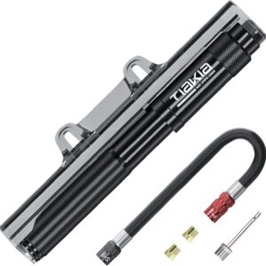 Tiakia Bicycle Pump Mini 260 PSI High Pressure Air Pump Small for Presta Schrader Dunlop Valves, Compact Portable Hand Pump Bicycle Pump Lightweight for BMX Mountain Bike Road Bike E-Bike with Mounting Bracket
