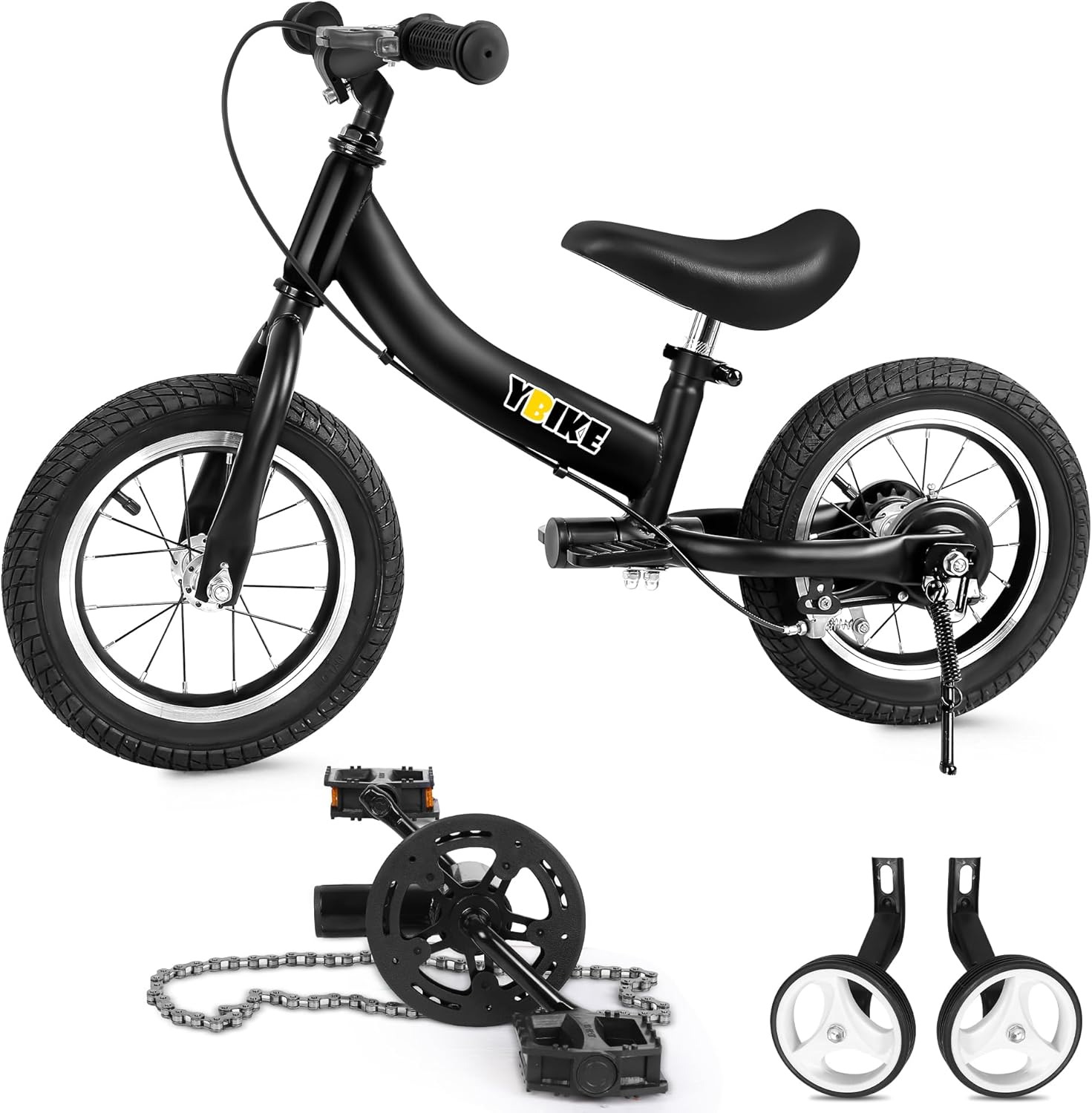 YBIKE 2 in 1 Balance Bike, Children's Balance Bike and Children's Bicycle Dual Use Function, Suitable for Children Aged 1-7, 12, 14, 16 Inches with Brake, Pedal, Training Theory – Bild 2