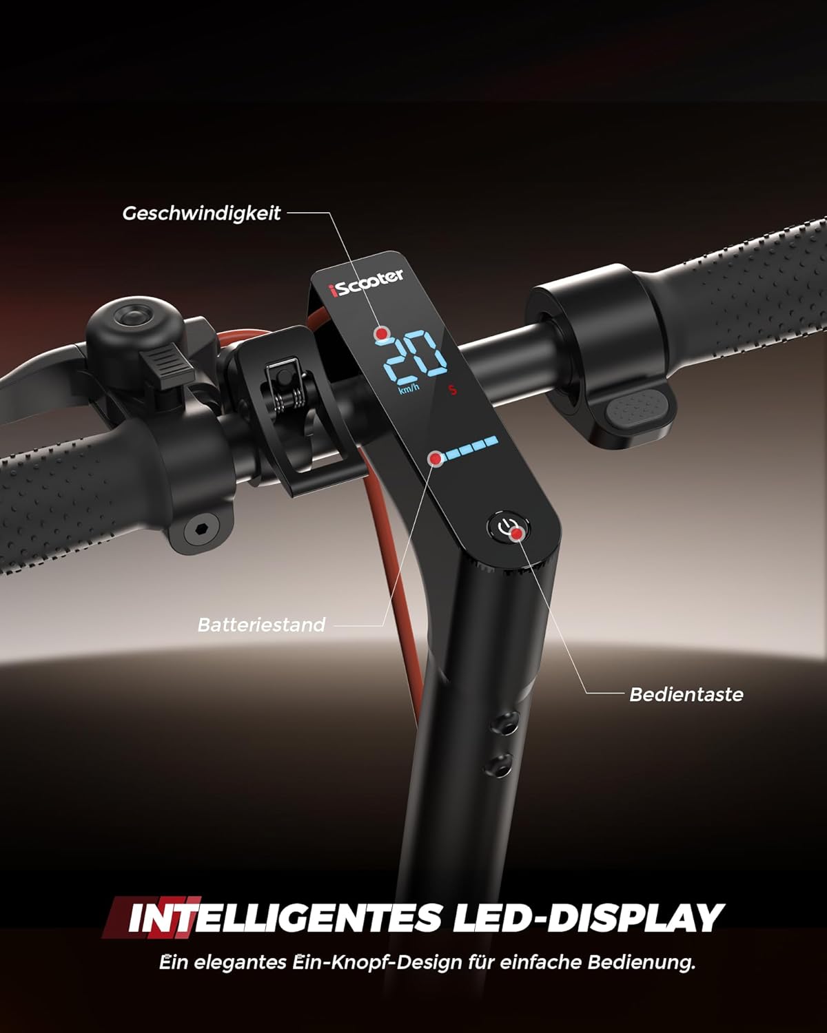 E Scooter with Road Approval for Adults | ABE Electric Scooter - Carefree Freedom in City Max 500 W Motor Max 30/25 km Range for Effortless Commuting & Discovery, Lightweight Electric Scooter with App – Bild 8