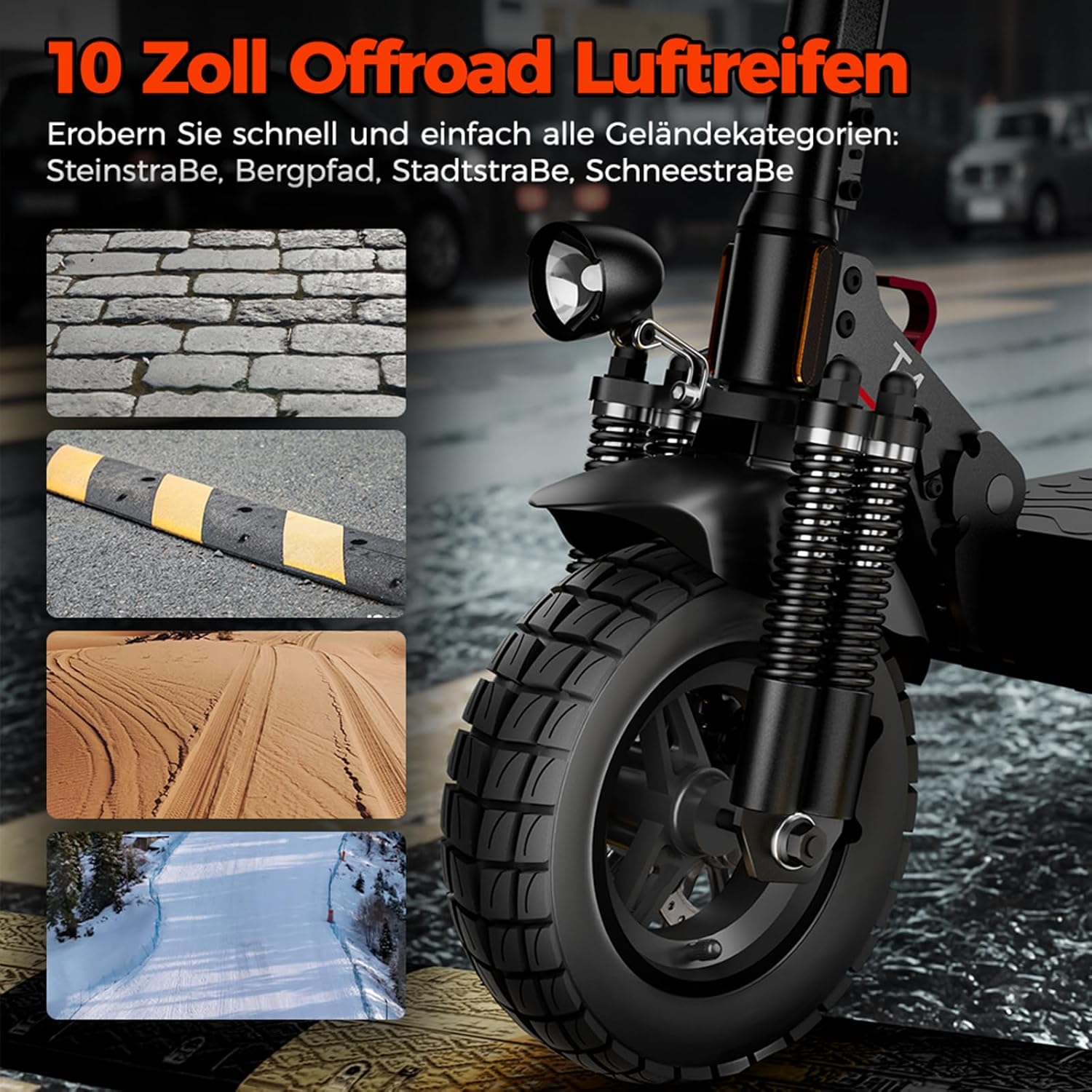 E Scooter mit Straßenzulassung,8,5丨10 Zoll Elektroroller mit 7,5丨12,5AH Batterie Max 70丨30KM Reichweite,Duales Bremssystem E Roller für Erwachsene Pendeln und Geländefahrten – Bild 4