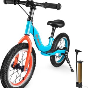 14/16 Inch Balance Bike from 3 4 5 6 7 Years Boys Girls Adjustable Children’s Balance Bikes with Brake & Stand, Children’s Balance Bike without Pedals with Pneumatic Tyres & Footrest