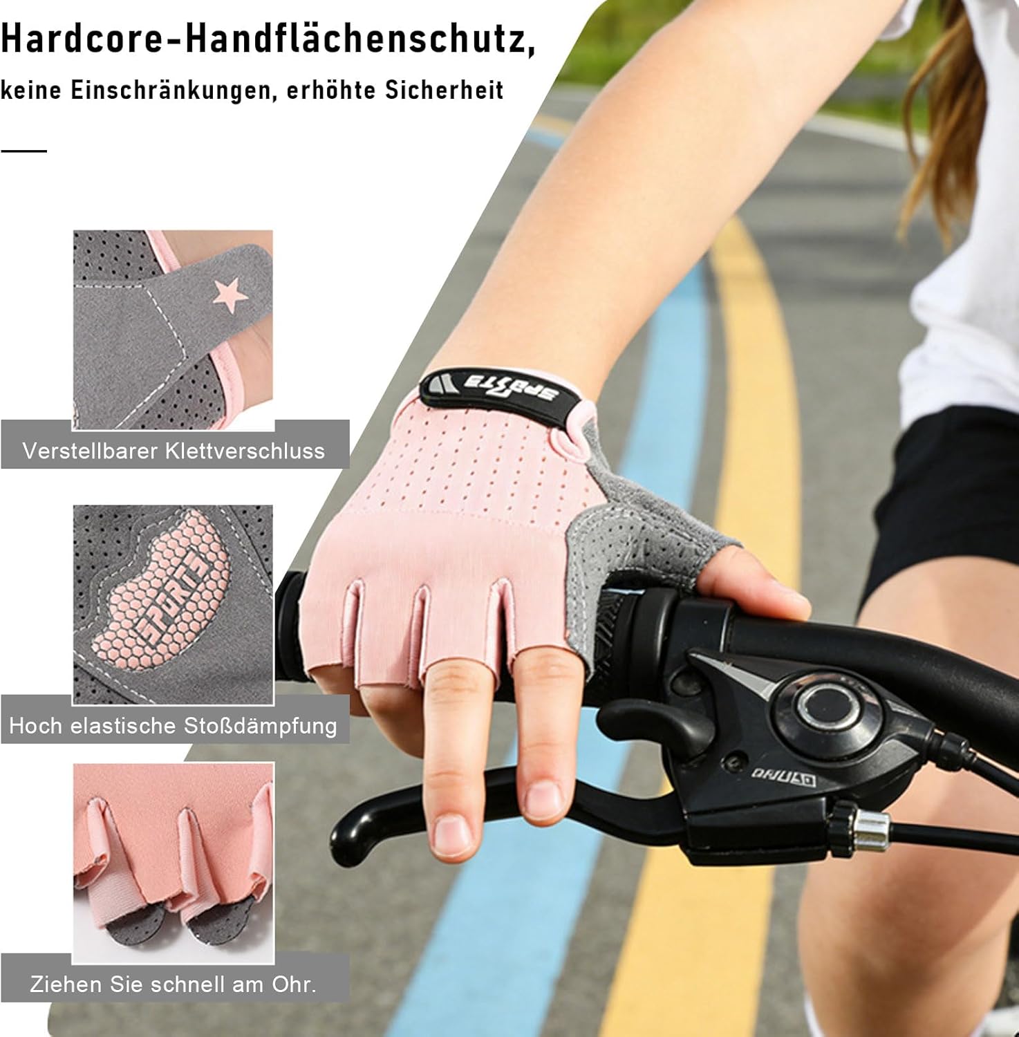 Children's Cycling Gloves, Half Finger Gloves, Non-Slip and Sweat-Wicking, Protective Palm – Bild 2