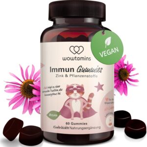 wowtamins Immun Gummies – Zinc & Valuable Plant Extracts for the Immune System (30 Day Supply) – Dietary Supplement with Elderberry, Ginger & More – Vitamin Gummies for Children and Adults