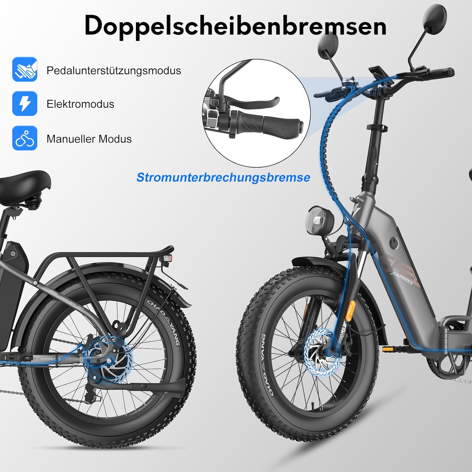 Fafrees FF20 Polar E-Bike Folding Bike 20 x 4.0 Inches, 500 W 45 km/h Ebike Men's Double Batteries 24 Ah / 26.8 Ah, Fatbike Women's Range 150 km/170 km, Electric Bicycle Bearing Weight 150 kg – Bild 8