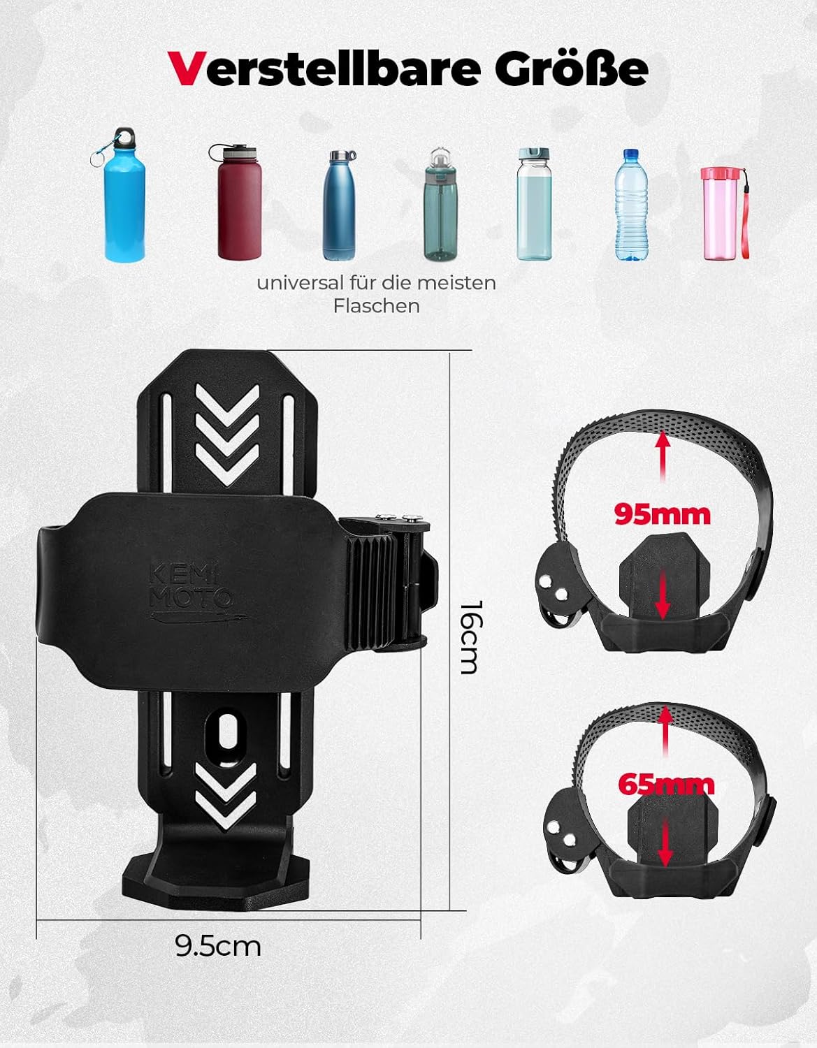 KEMIMOTO Bicycle Bottle Holder, Adjustable Size, Water Bottle Holder for Road Bike, Mountain Bikes, Bicycles, Bicycle Bottle Holder, Black – Bild 5
