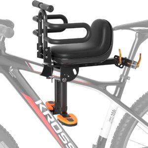 XIEEIX Mountainbike Kindersitz, Fahrrad Kindersitz Vorne, Mountainbike Kindersitz mit Einziehbaren Pedalen, Tragbarer Kinderfahrradsitz für alle Mountainbikes von Erwachsenen