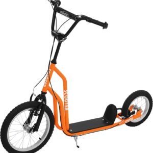 Homcom Children’s Scooter City Scooter Kick Board with Pneumatic Tyres 16/12 Inch Blue/Orange 139 x 58 x 88-94 cm