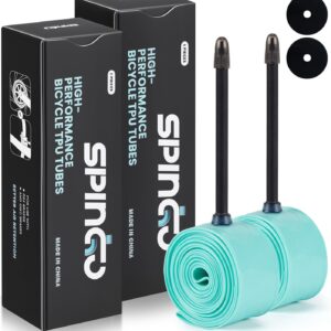 2 Pack SPINGO TPU Inner Tube Road Bike 700C x 23-32C, Ultralight 46g Road Bike Inner Tube Puncture Proof TPU Bicycle Inner Tube with Presta Valve 48mm/60mm/80mm