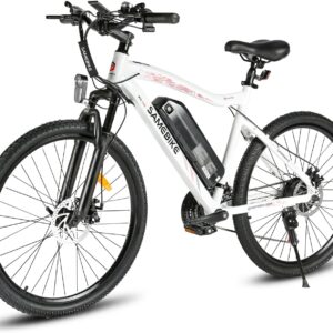 SAMEBIKE 26 Inch Electric Mountain Bike for Adults, 250 W Motor & 468 WH Removable Battery, 25 km/h Commuter E-Bike with Professional 21 Speed Gears, Double Disc Brake