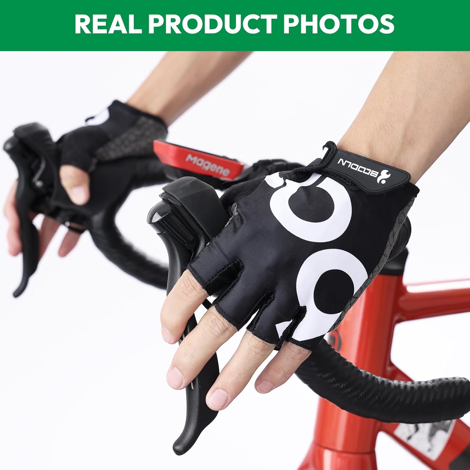 KONVINIT Cycling Gloves Men Women Summer Cycling Gloves Half Finger Cycling Gloves Leisure for Mountain Bike, Road Bike, Downhill, Commuter, Cyclist, Kayak, Scooter, Sailing, Rudder – Bild 7