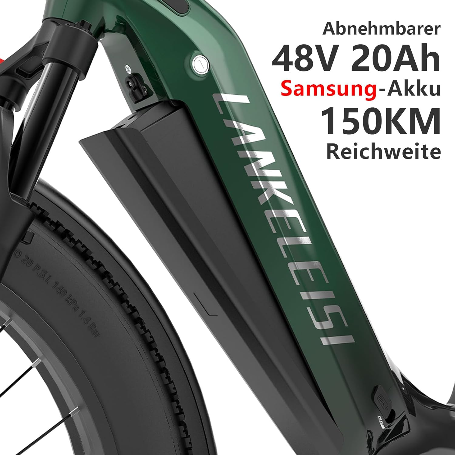 LANKELEISI MG600 Plus E Bike Damen 26 Zoll Tiefeinsteiger Fat Bike Elektrofahrräder mit 48V 20Ah Akku, Reichweite Bis zu 150KM, 7-Gang Ebike Herren für Trail, Schnee & Strand – Bild 2