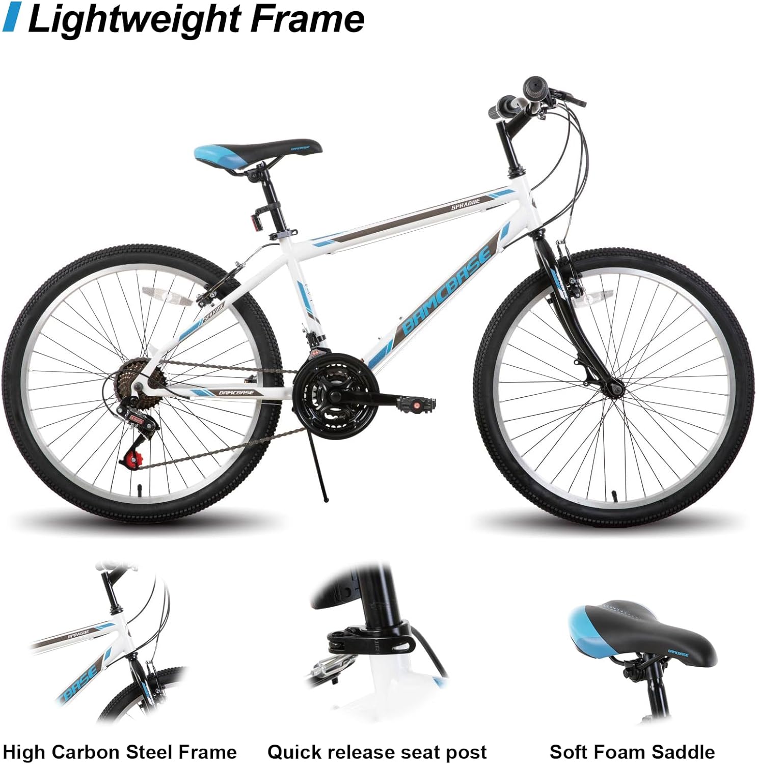 Hiland 24/26 Inch Mountain Bike for Men Women 21 Speed MTB with High-Carbon Steel Frame, Bicycle for Adults and Teenagers, Mountain Bike with V-Brakes – Bild 3