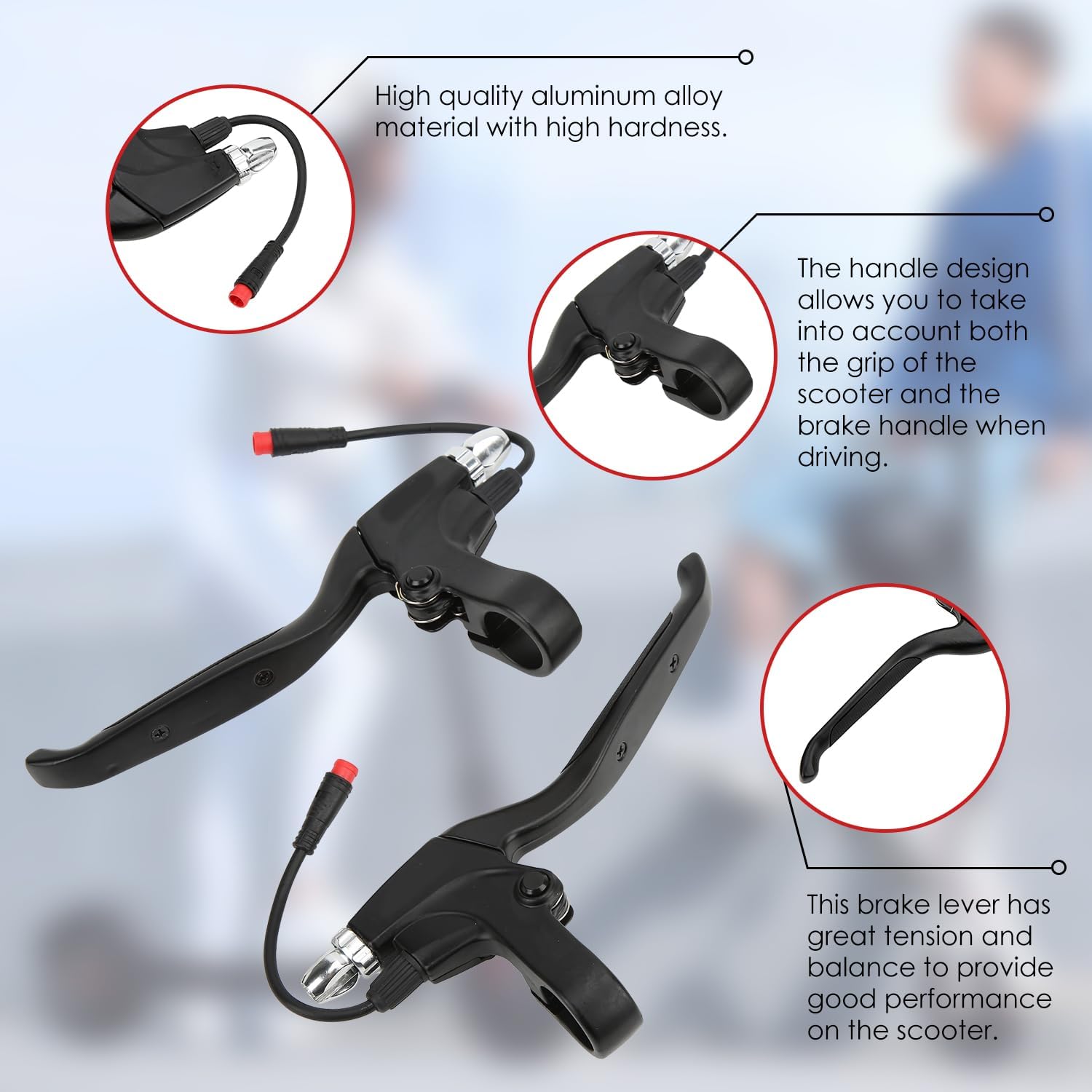 1 Pair Electric Scooter Brake Lever, Aluminium Alloy Left Brake Right Handbrake with 2-Pin Waterproof Connector 10 Inch 2 Wheel Electric Scooter Brake Handle Right Brake Handles for M4/M4 PRO – Bild 2