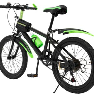 20 Inch Children’s Bike, Boys Girls Mountain Bike, 7-Speed Children’s Bike, Green Red Junior Bike, Upgrade Children’s Mountain Bike for 8-13 Years EU Stock