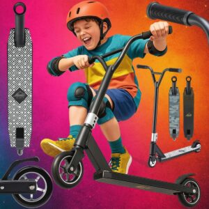 Stunt Scooter from 8 Years Aluminium Chassis ABEC 9 Ball Bearings 100 kg Load Capacity 360° Y-Handlebar Scooter Children Adults Kick Scooter Fun Scooter