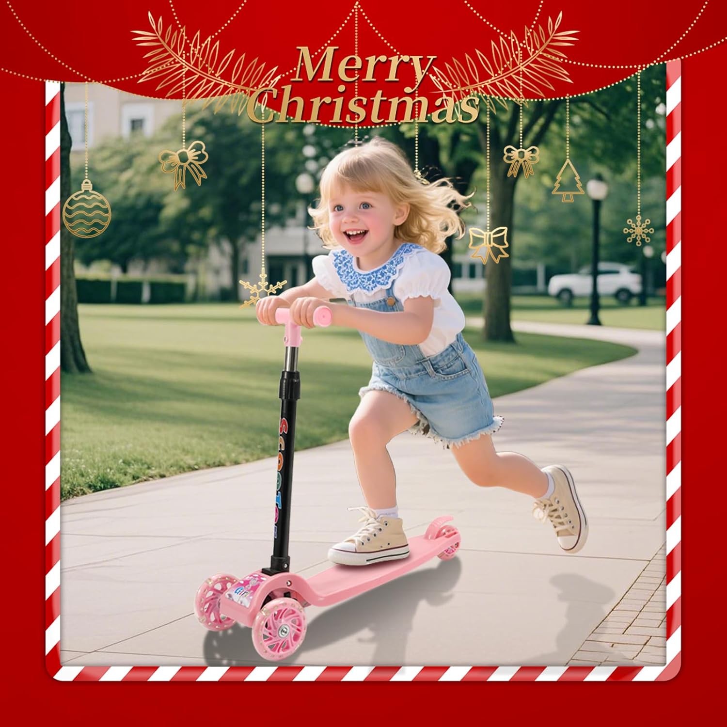 Youyijia Foldable Scooter for Kids, 3 Wheel Scooter with Luminous Wheels, Height Adjustable Handlebar, Luminous Scooter for Boys and Girls – Bild 8