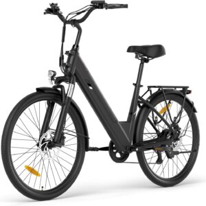 Touroll J2 ST Pro 26“ E-Bike Herren Damen, 250W City Elektrofahrrad mit Hydraulischen Scheibenbremsen, 561.6Wh Herausnehmbarer Akku bis 100km, 26 Zoll Low-Step Ebike mit Federgabel & 7 Gänge