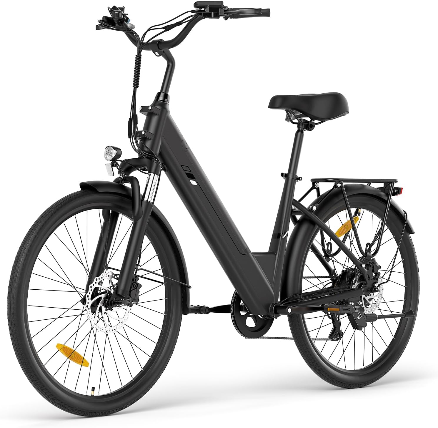 Touroll J2 ST Pro 26'' E-Bike Herren Damen, 250W City Elektrofahrrad mit Hydraulischen Scheibenbremsen, 561.6Wh Herausnehmbarer Akku bis 100km, 26 Zoll Low-Step Ebike mit Federgabel & 7 Gänge