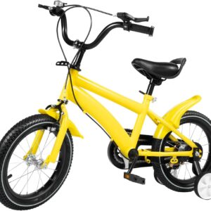 14 Zoll Kinderfahrrad, Kohlenstoffstahl-Legierung, Kinder Fahrrad, ab 3-7 Jahre Jungen & Mädchen, Upgraded Kinder Fahrrad mit Stützrädern, Höhenverstellung